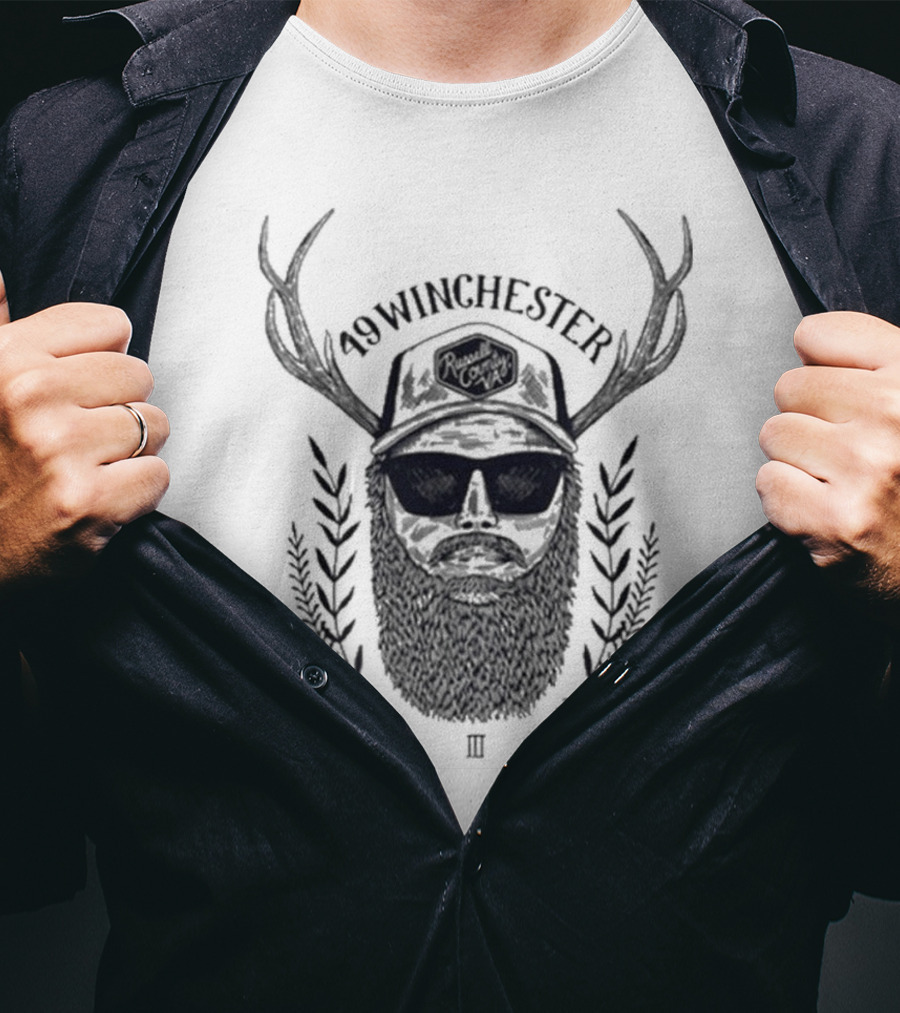 49 Winchester III Rustic Antler Beard Retro T-Shirt