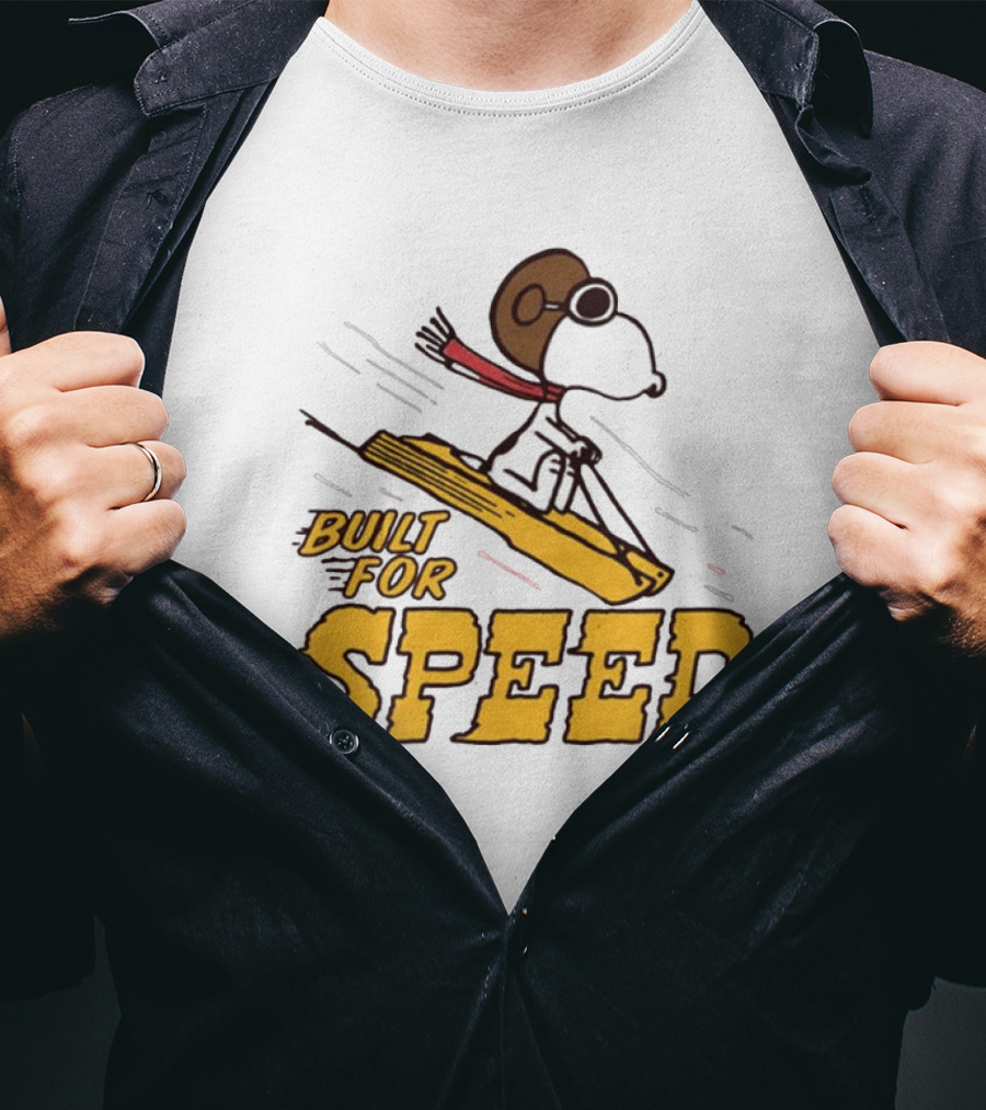 Peanuts Snoopy Built For Speed Skiing Adventure T-Shirt
