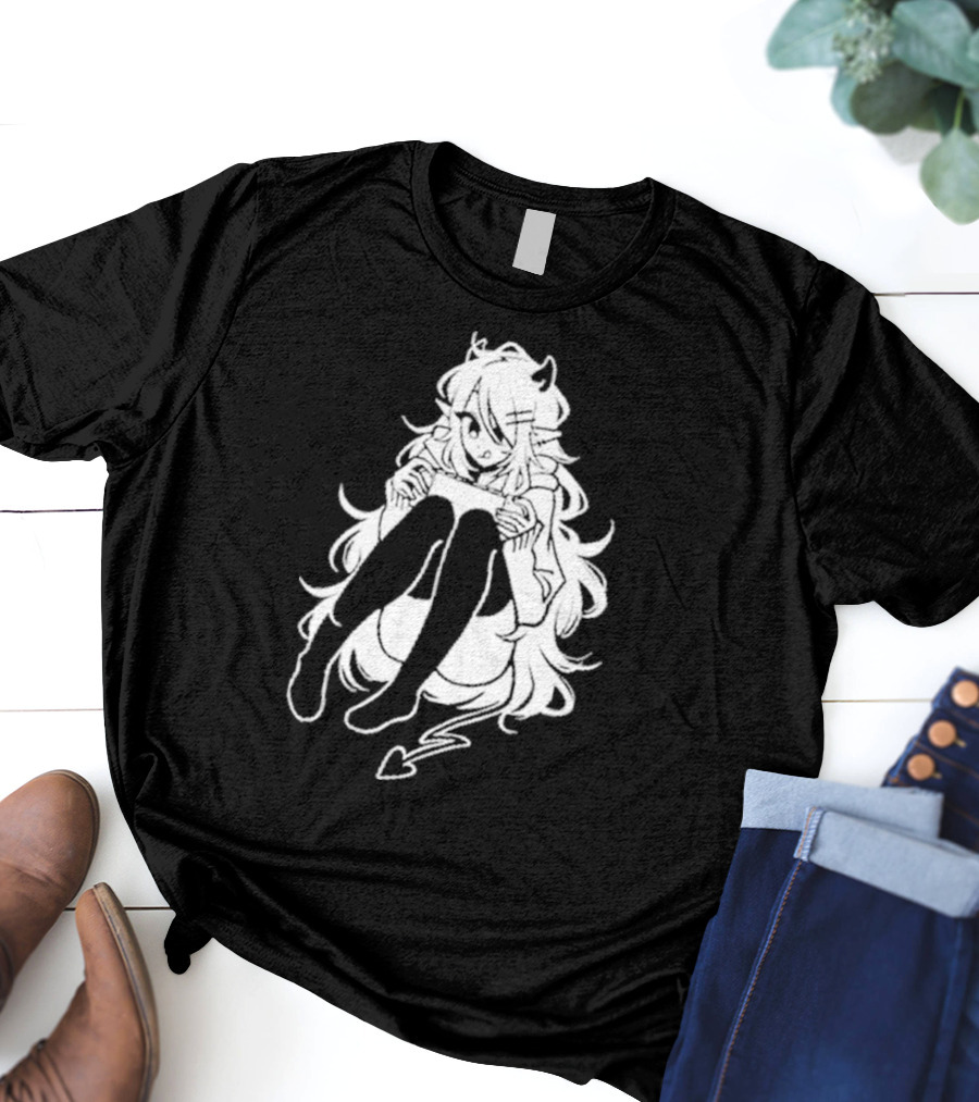 Meg Maybe Idk Anime Demon Girl Sitting With Heart Tail T-Shirt