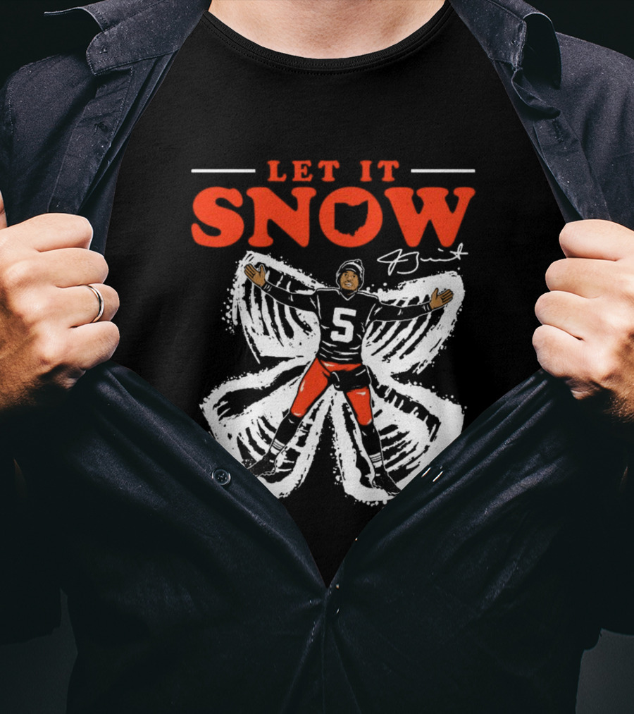 Let It Snow NFLPA Signature Snow Angel Number 5 T-Shirt