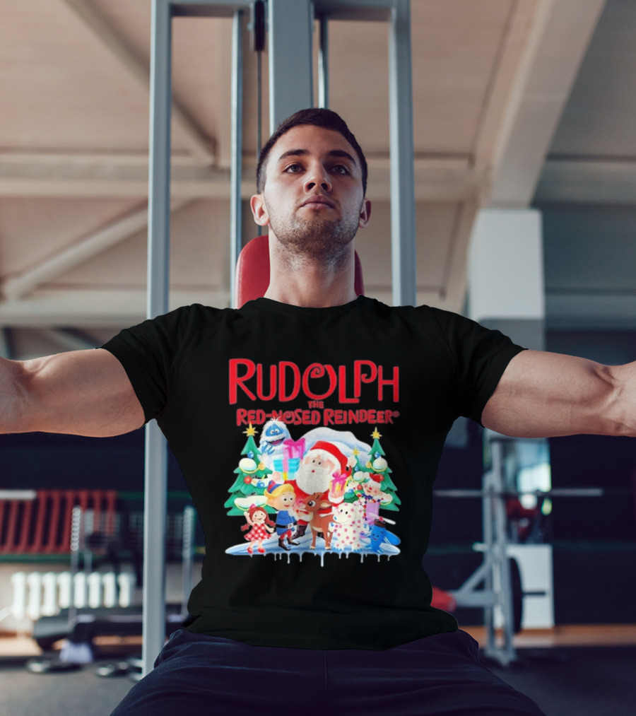 Rudolph The Red-Nosed Reindeer Christmas Santa And Friends Scene T-Shirt