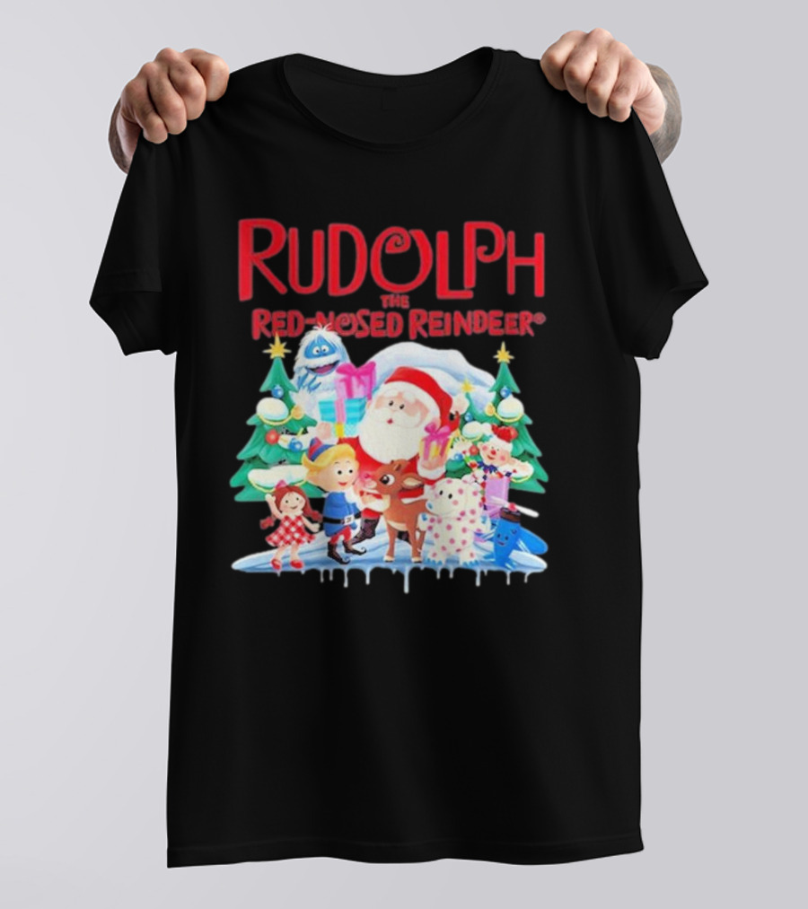 Rudolph The Red-Nosed Reindeer Christmas Santa And Friends Scene T-Shirt