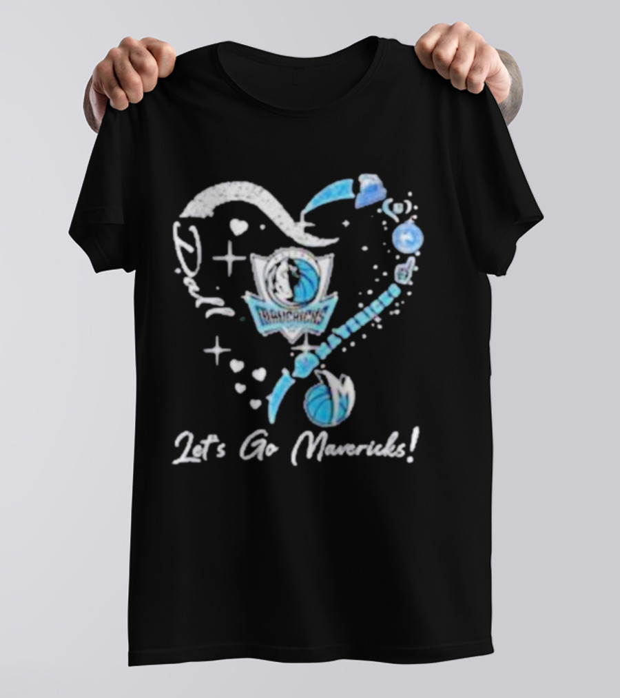 Dallas Mavericks Heart Diamond Let's Go Mavericks T-Shirt