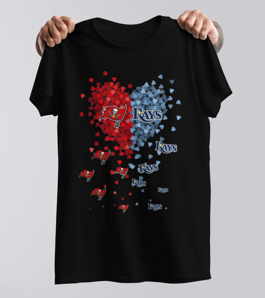 Heart Of Tampa Bay Buccaneers And Rays Fan Spirit T-Shirt