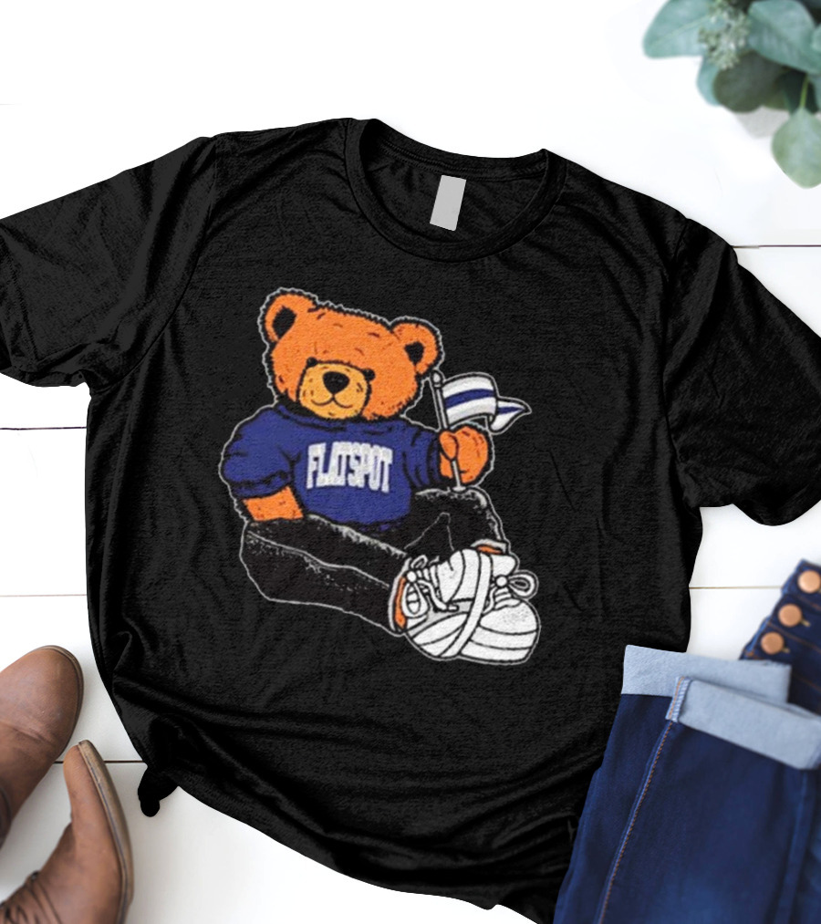 Flatspot Bear With Flag Sitting Down T-Shirt