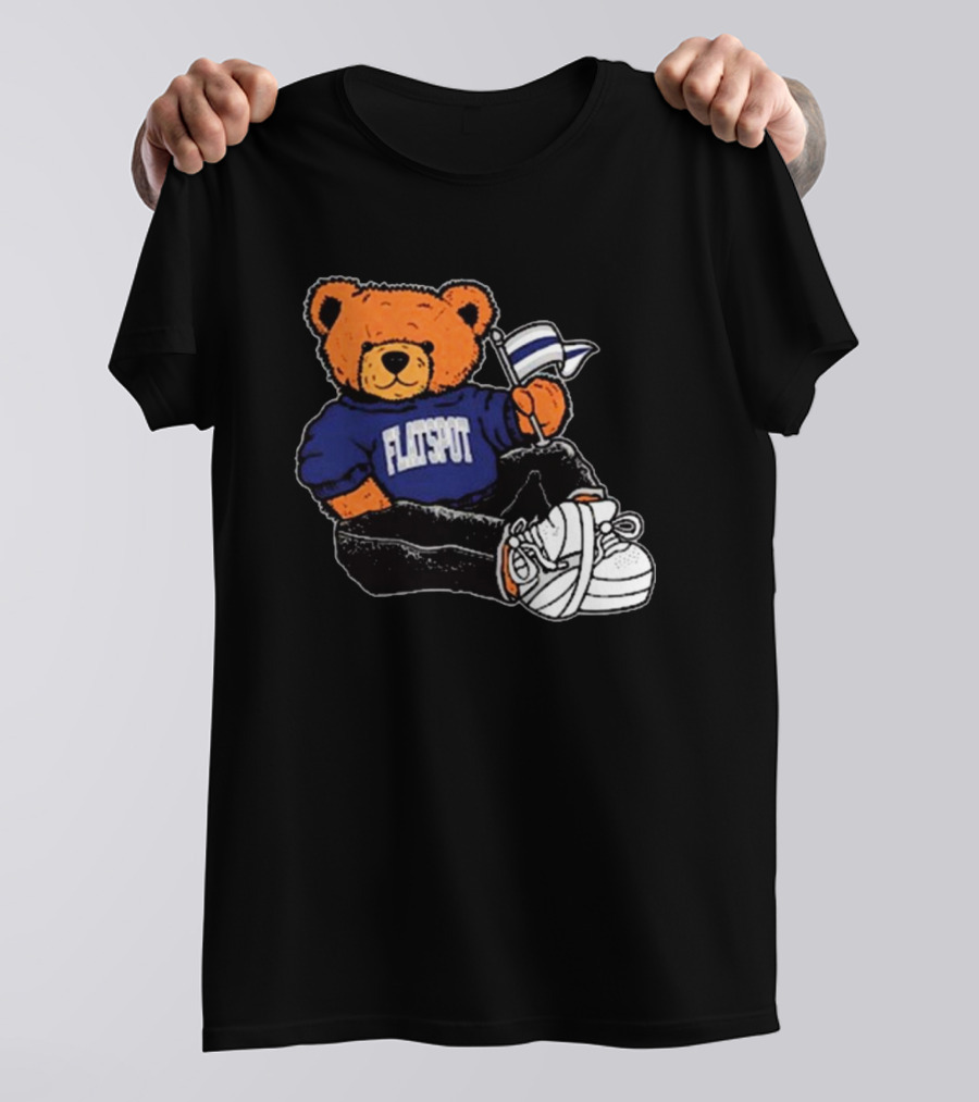 Flatspot Bear With Flag Sitting Down T-Shirt