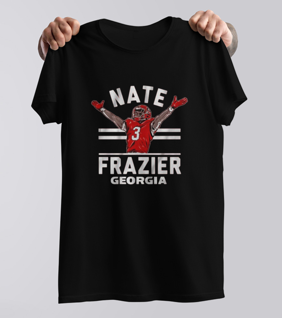 Nate Frazier Georgia Bulldogs Football Number 3 Victory Pose T-Shirt