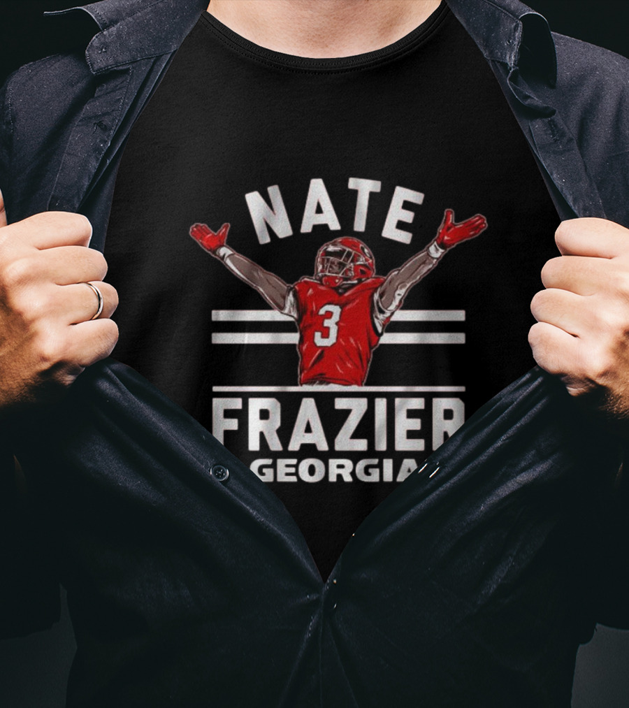 Nate Frazier Georgia Bulldogs Football Number 3 Victory Pose T-Shirt