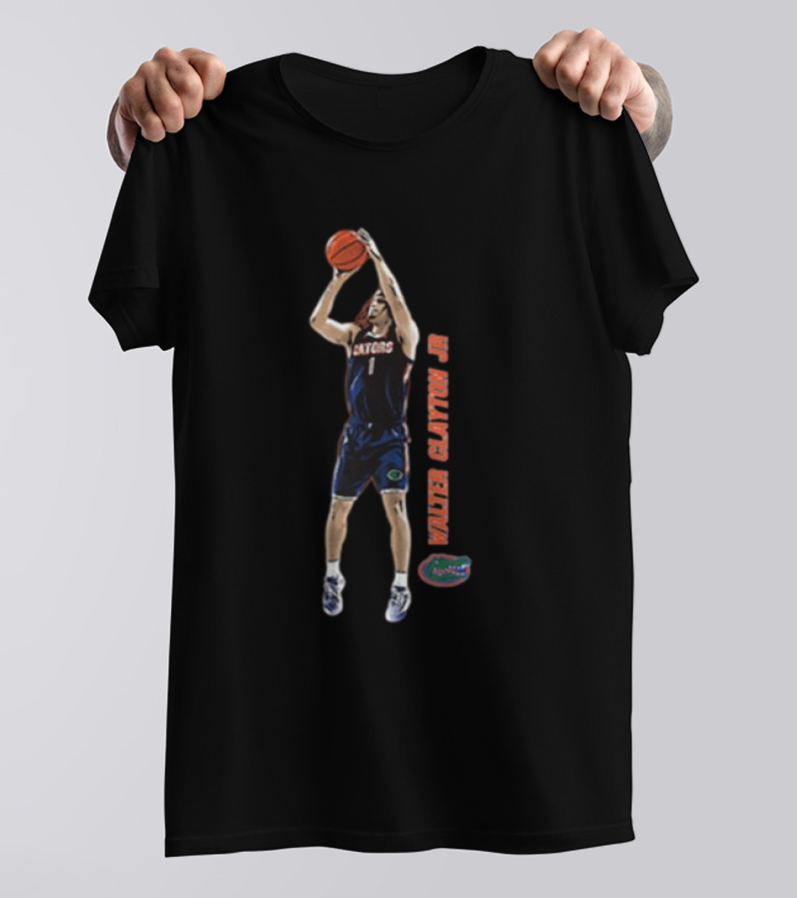 Walter Clayton Jr. Florida Gators Basketball Shooting Cartoon T-Shirt