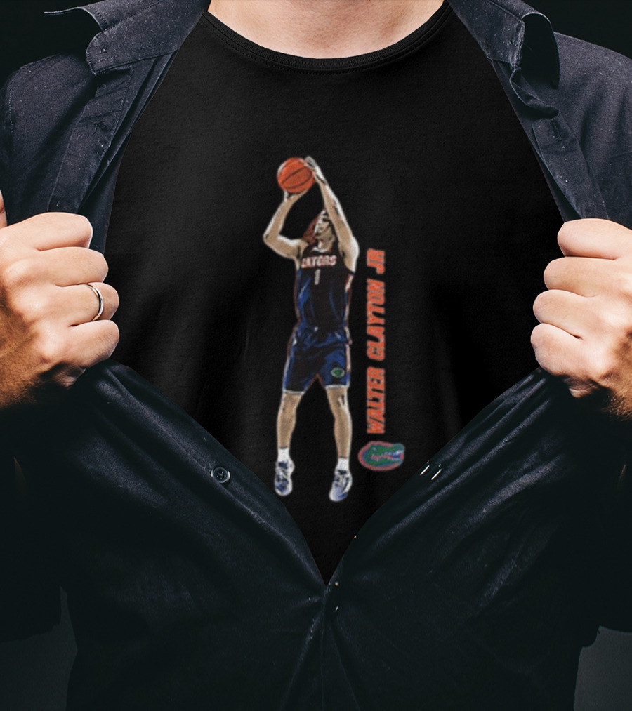 Walter Clayton Jr. Florida Gators Basketball Shooting Cartoon T-Shirt