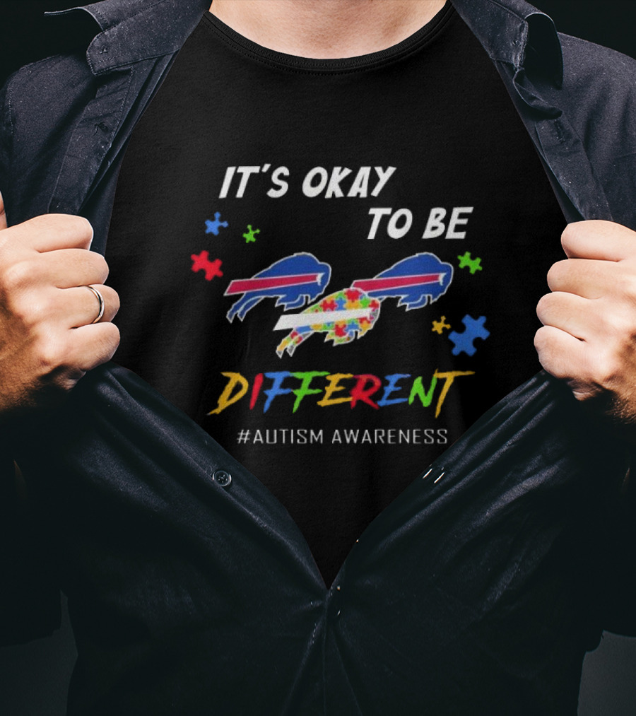 It’s Okay To Be Different Buffalo Bills Autism Awareness Puzzle Pieces T-Shirt