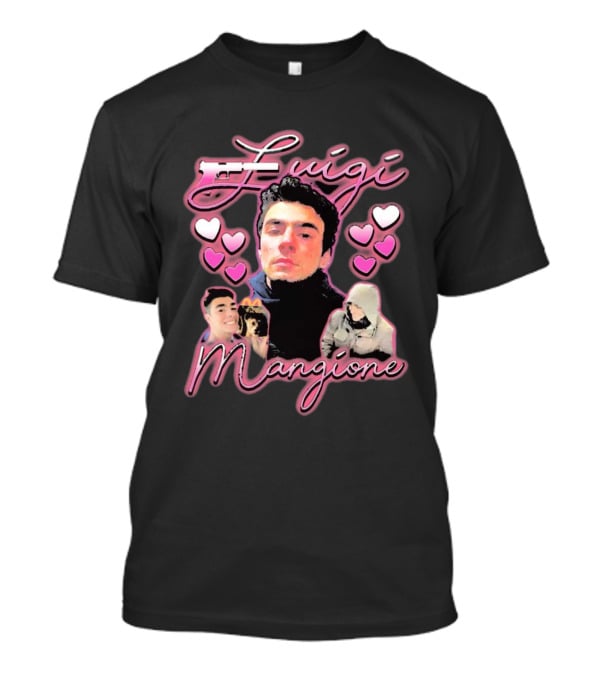 Free Luigi Mangione Heart Pink Hearts Surround T-Shirt