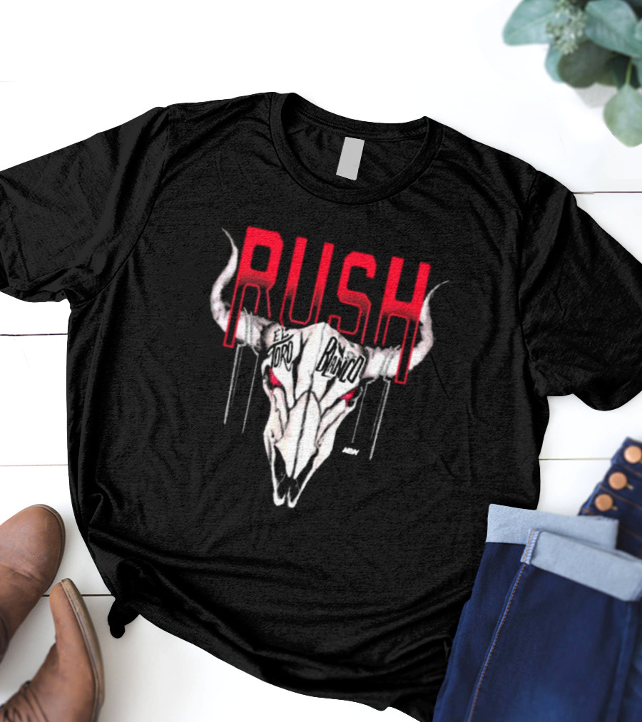 Rush El Toro Blanco AEW Skull With Red Eyes T-Shirt