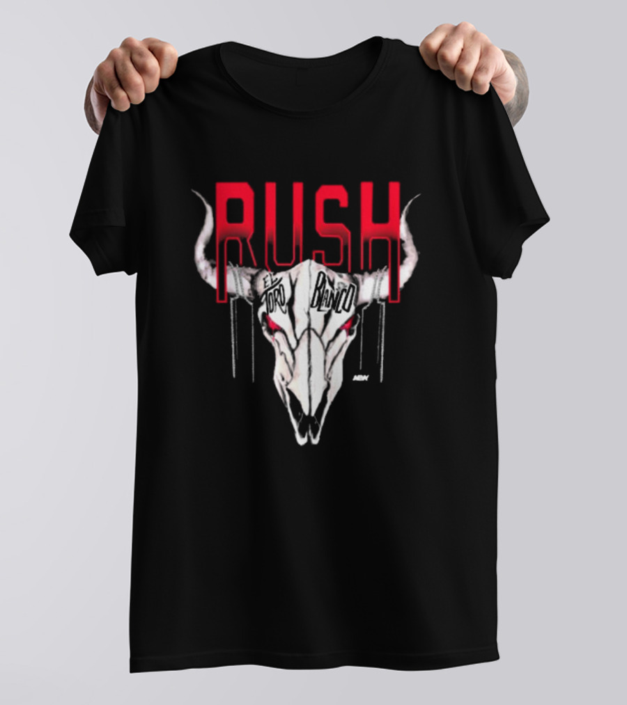 Rush El Toro Blanco AEW Skull With Red Eyes T-Shirt