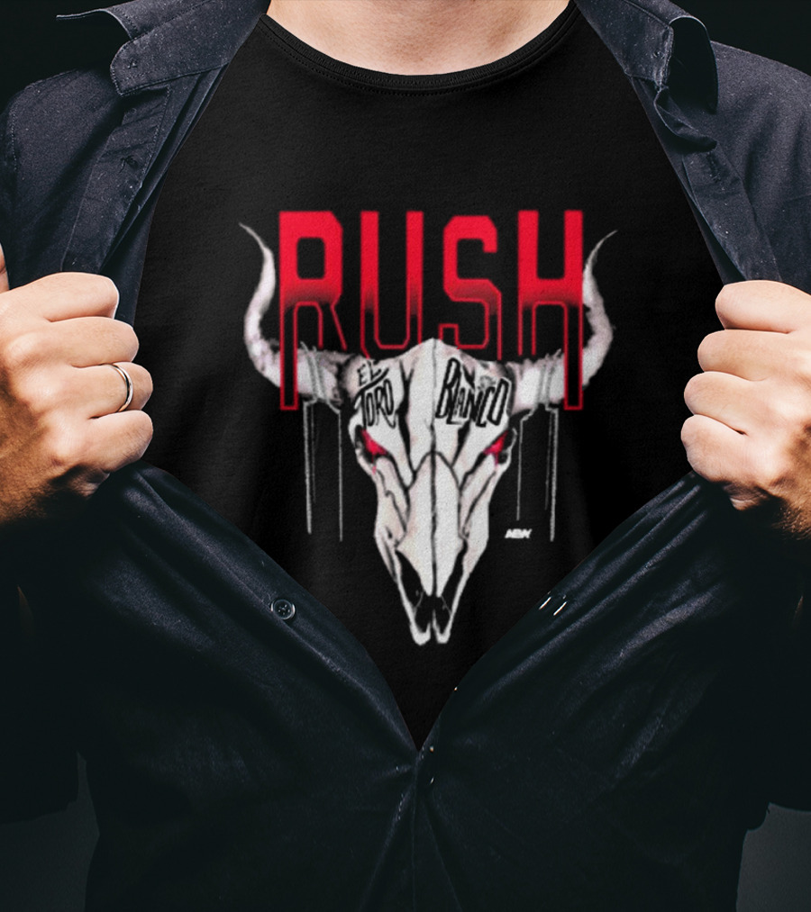 Rush El Toro Blanco AEW Skull With Red Eyes T-Shirt
