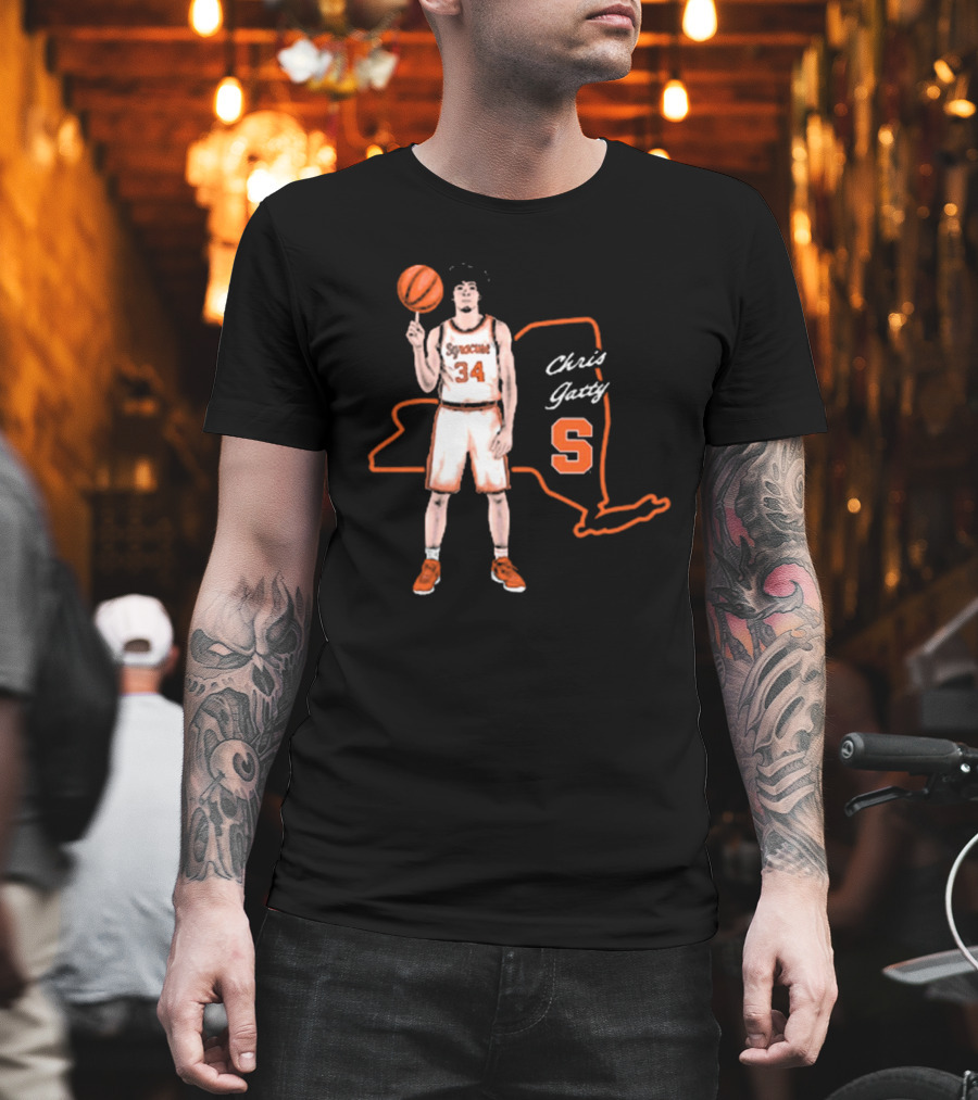 Chris Gatty Syracuse Number 34 Basketball New York Orange S T-Shirt