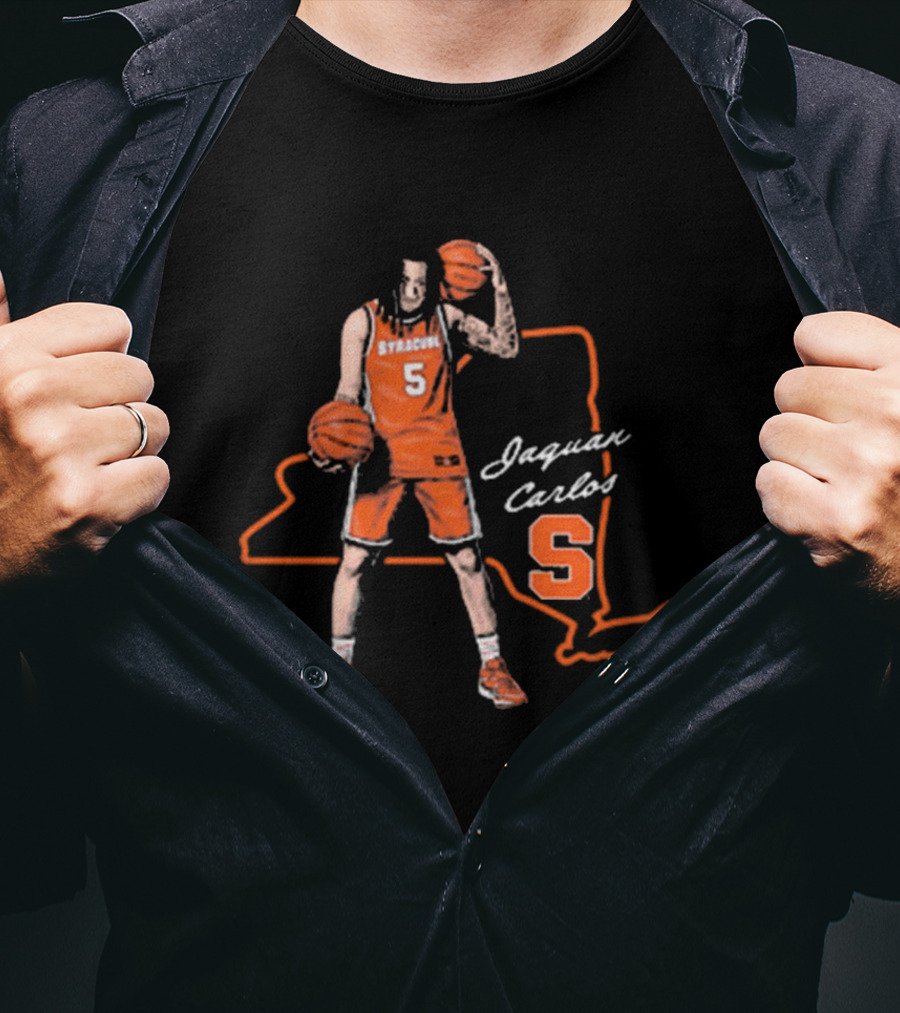 Jaquan Carlos Syracuse Orange Basketball New York State Outline T-Shirt