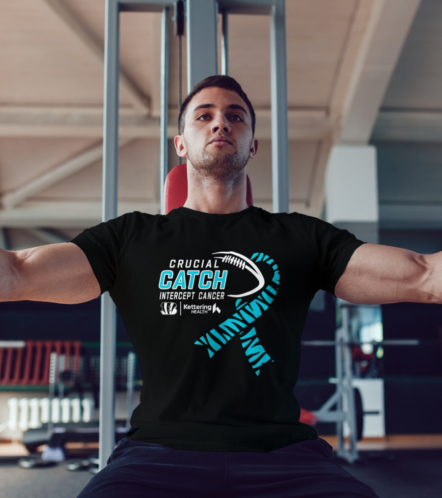 Crucial Catch Intercept Cancer Cincinnati Bengals Kettering Health Cyan T-Shirt