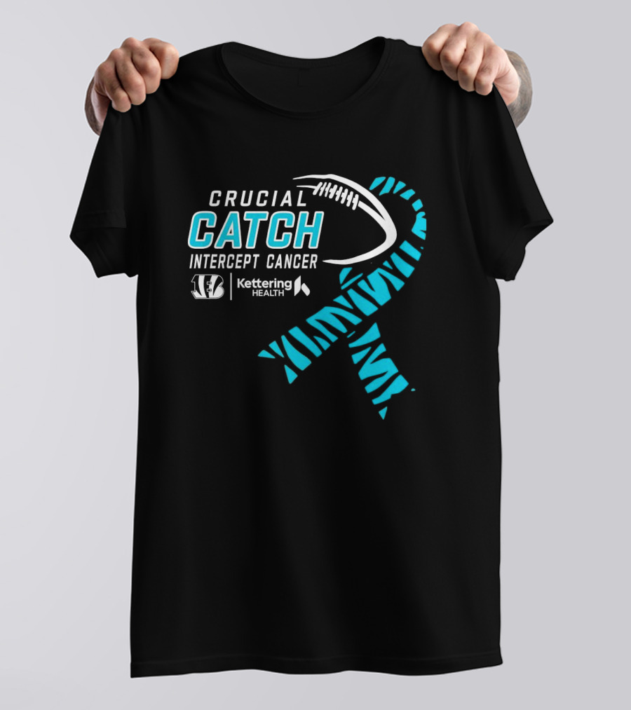 Crucial Catch Intercept Cancer Cincinnati Bengals Kettering Health Cyan T-Shirt