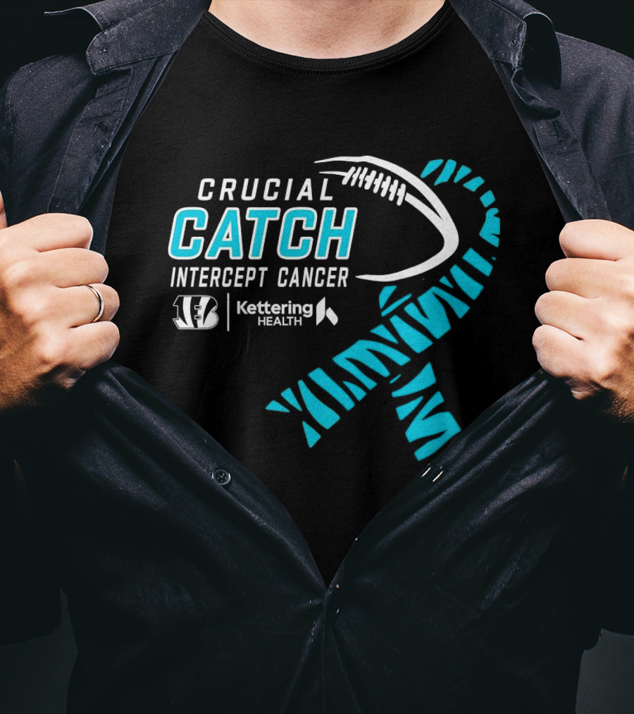 Crucial Catch Intercept Cancer Cincinnati Bengals Kettering Health Cyan T-Shirt