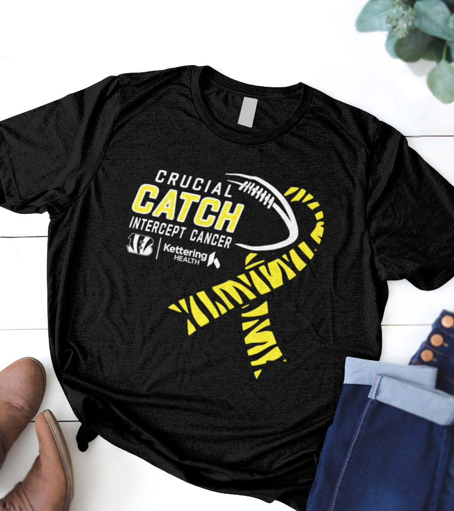Crucial Catch Intercept Cancer Cincinnati Bengals Kettering Health Yellow T-Shirt