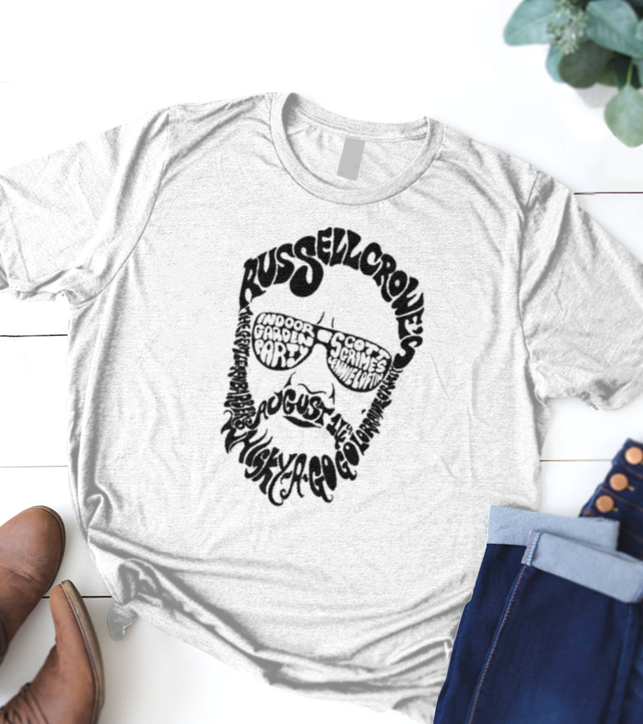 Russell Crowe's Indoor Garden Party Whisky A Go Go August 4 By Scott Grimes And Jamie Ryan With Gareth Blayney T-Shirt