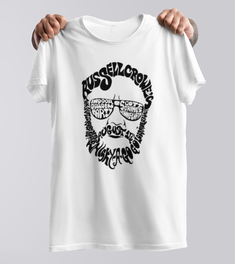 Russell Crowe's Indoor Garden Party Whisky A Go Go August 4 By Scott Grimes And Jamie Ryan With Gareth Blayney T-Shirt