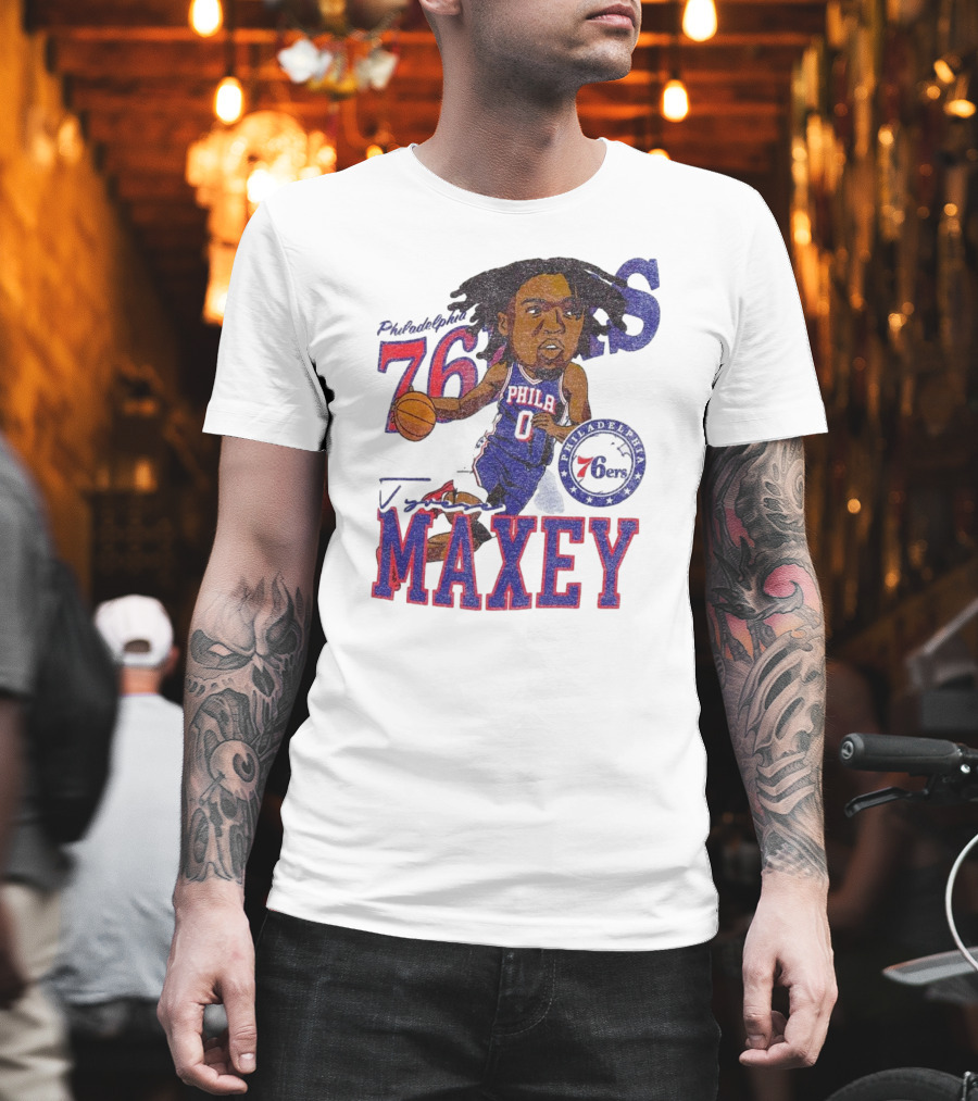 Philadelphia 76ers Tyrese Maxey Caricature Player New Era 76 Philadelphian Phila Maxey 6ers T-Shirt