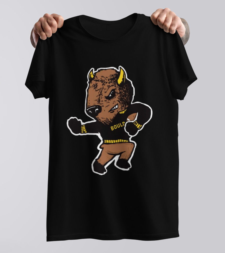 Boulder Buffalo Mascot Pose Travis Hunter Colorado T-Shirt