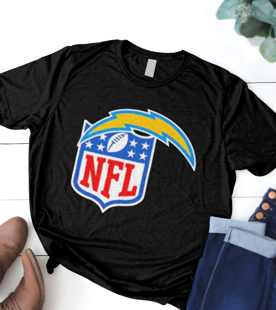 Los Angeles Chargers NFL Lightning Bolt Shield Emblem T-Shirt