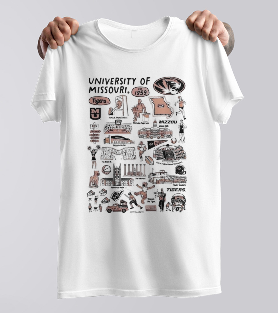 University Of Missouri Tigers Vive La Fete Mizzou Iconic Symbols 1839 T-Shirt