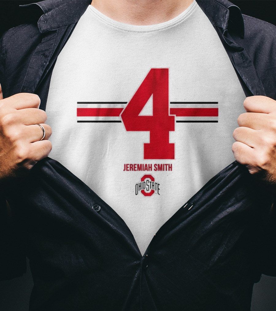 Ohio State Football Jeremiah Smith 4 Jersey Logo Stripes T-Shirt