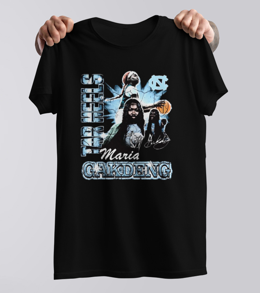 Maria Gakdeng North Carolina Tar Heels 90s Style Visage Basketball T-Shirt