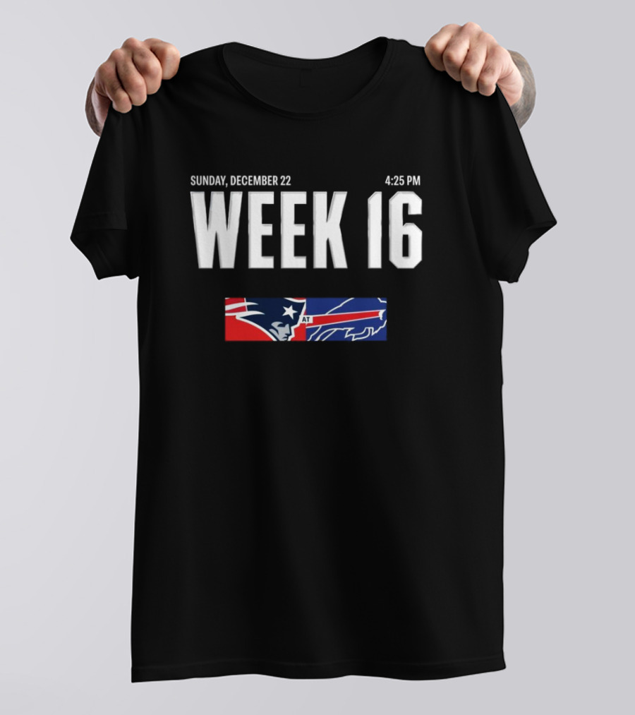 Sunday December 22 New England Patriots At Buffalo Bills Week 16 4:25 PM T-Shirt