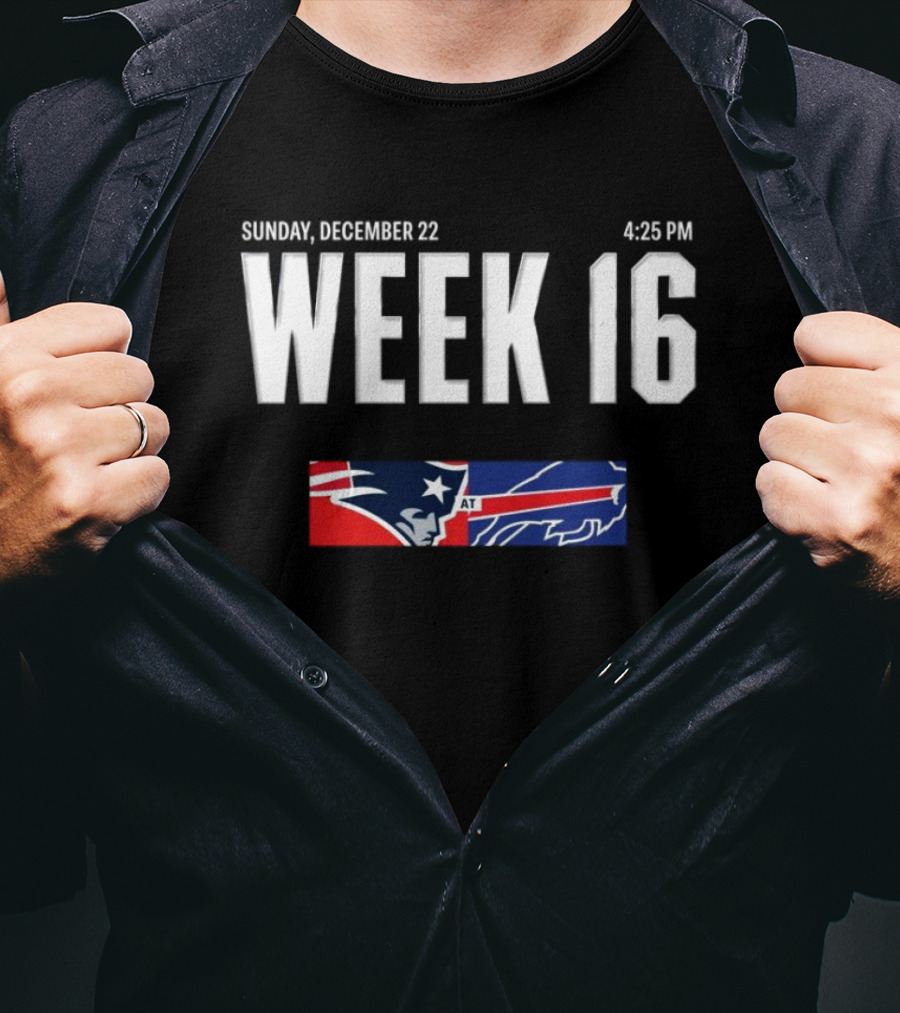 Sunday December 22 New England Patriots At Buffalo Bills Week 16 4:25 PM T-Shirt