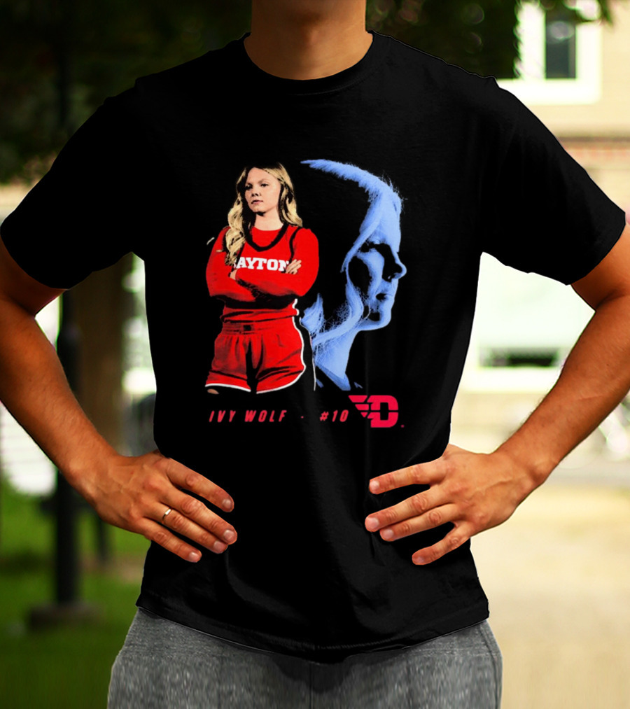 Ivy Wolf Dayton Flyers #10 Basketball Portrait With Team T-Shirt