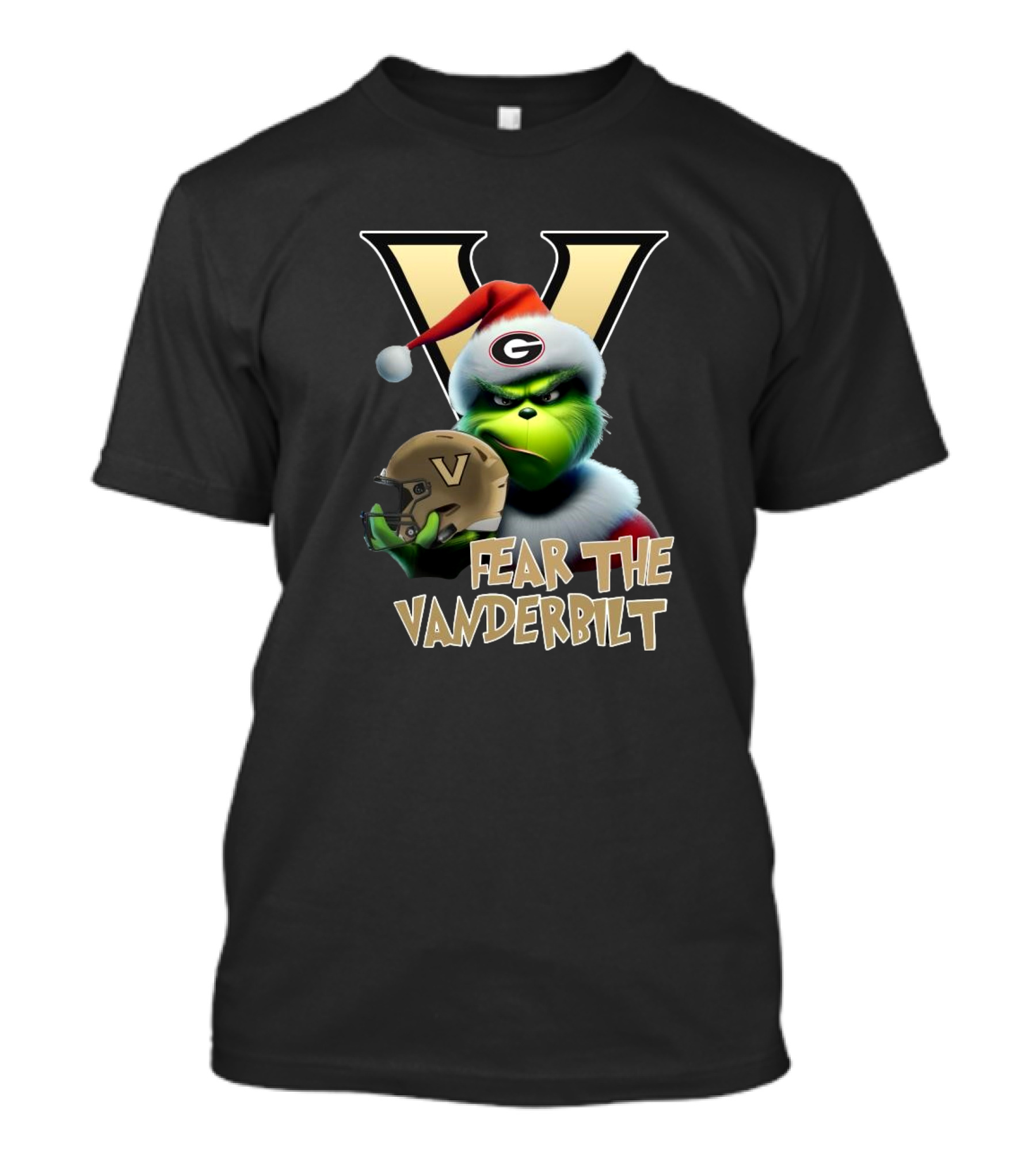 Santa Grinch Fear The Vanderbilt Commodores Helmet T-Shirt