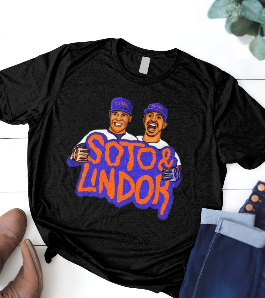 Soto And Lindor New York Mets MLB Caricatures T-Shirt