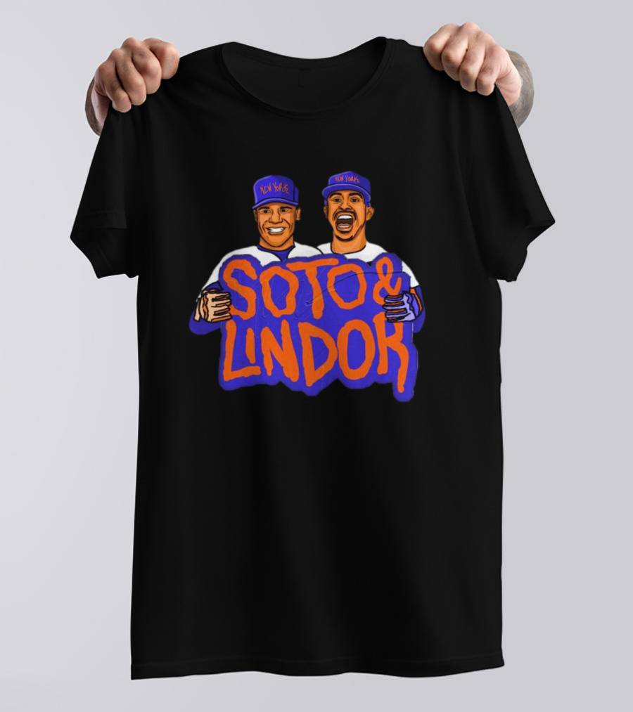 Soto And Lindor New York Mets MLB Caricatures T-Shirt