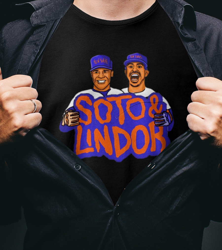 Soto And Lindor New York Mets MLB Caricatures T-Shirt