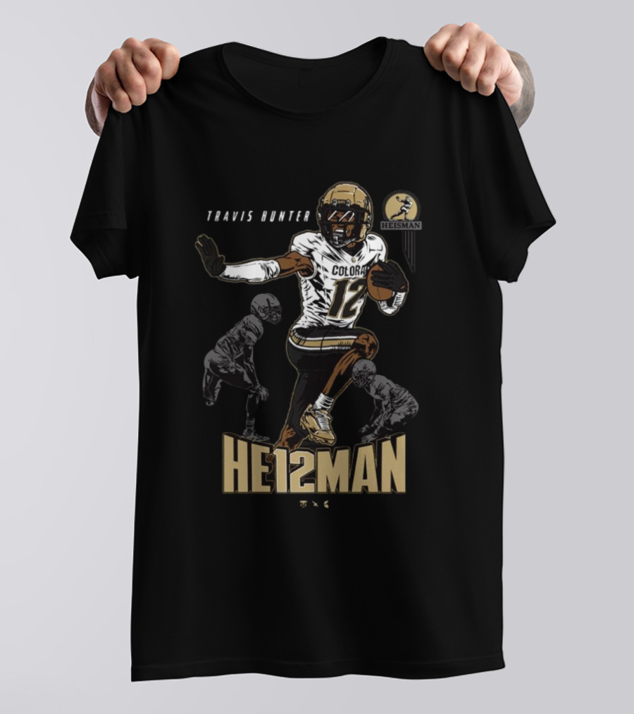 Travis Hunter Colorado 12 Heisman Buffaloes Football T-Shirt