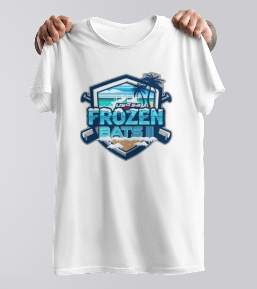 USSSA Frozen Bats II February 22-23 2025 Baseball Tropical Palm Beach Shield T-Shirt