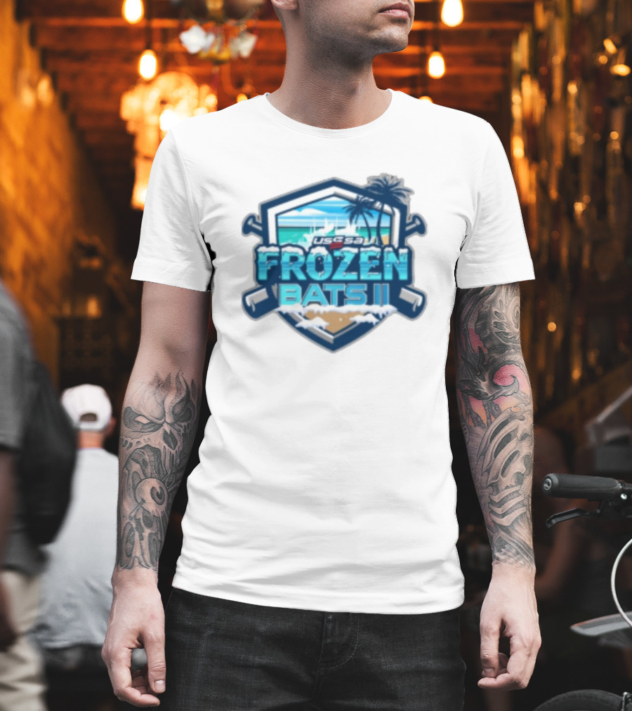 USSSA Frozen Bats II February 22-23 2025 Baseball Tropical Palm Beach Shield T-Shirt
