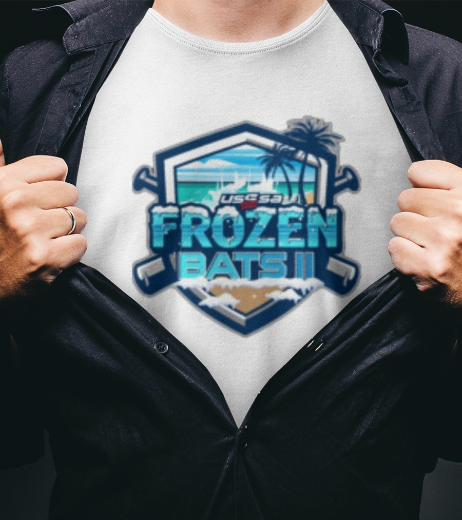 USSSA Frozen Bats II February 22-23 2025 Baseball Tropical Palm Beach Shield T-Shirt