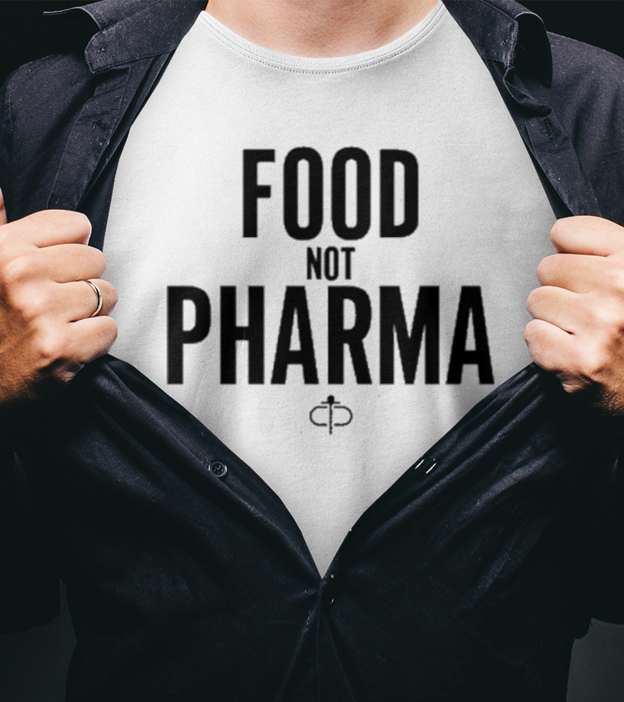 Food Not Pharma Text Icon Featuring Ian Carroll T-Shirt