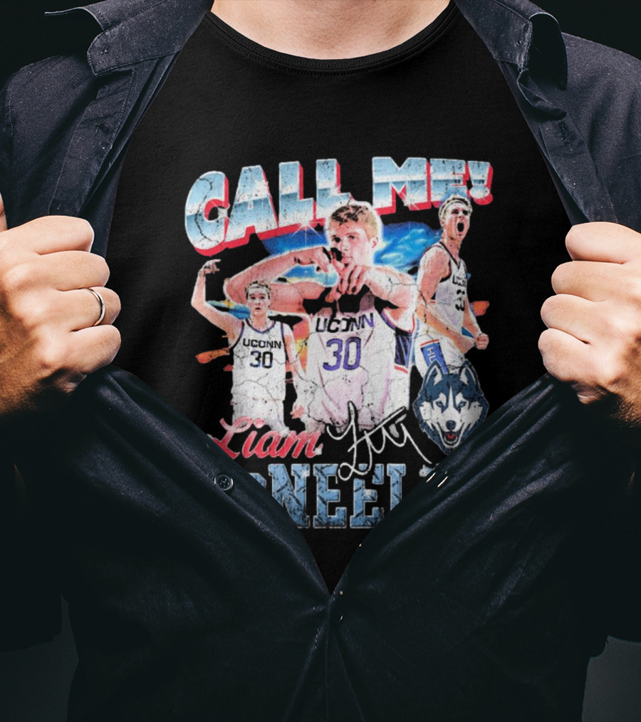 Liam McNeeley Call Me UConn Huskies Retro 90s Signature 30 T-Shirt