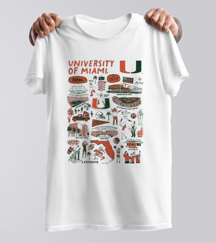 University Of Miami Canes Est 1925 Tropical Park Miami Dade Orange Bowl Gables Hurricanes Umiami T-Shirt