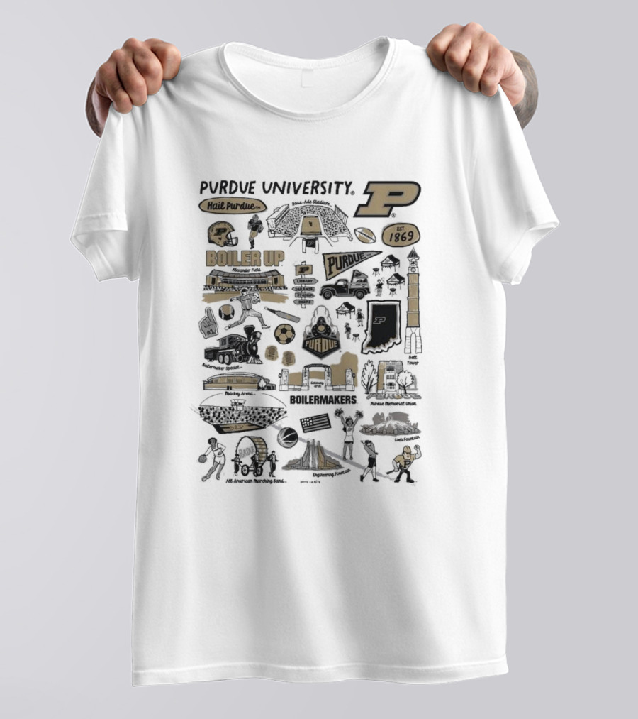 Purdue Boilermakers Hail Purdue University Boiler Up Ross-Ade Stadium Memorial Union Impressions T-Shirt