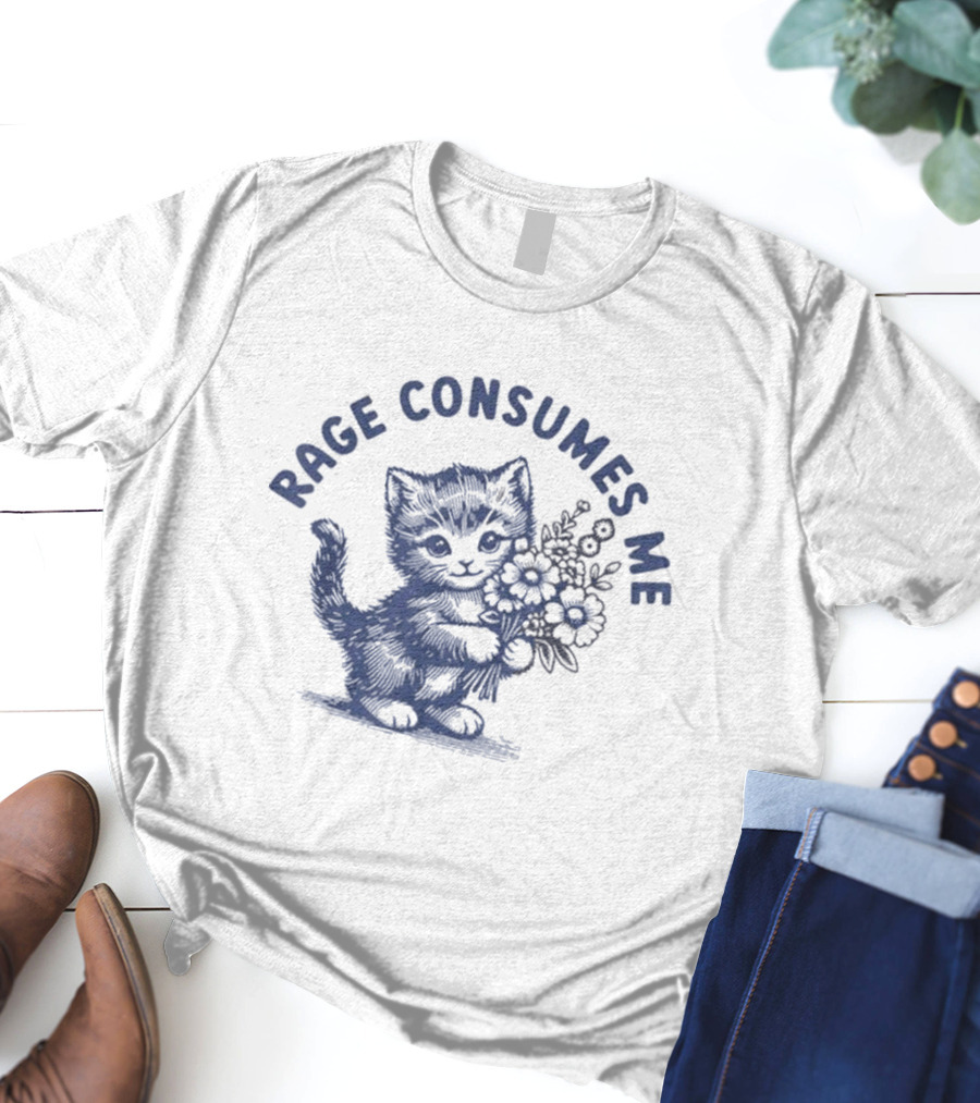 Rage Consumes Me Floral Cat T-Shirt