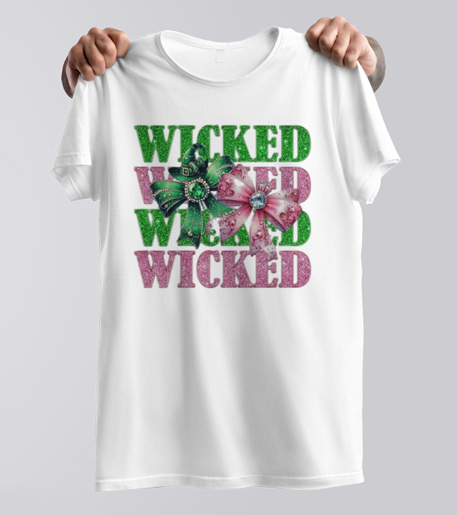 Wicked Coquette Glitter Green Pink Bow Hat T-Shirt